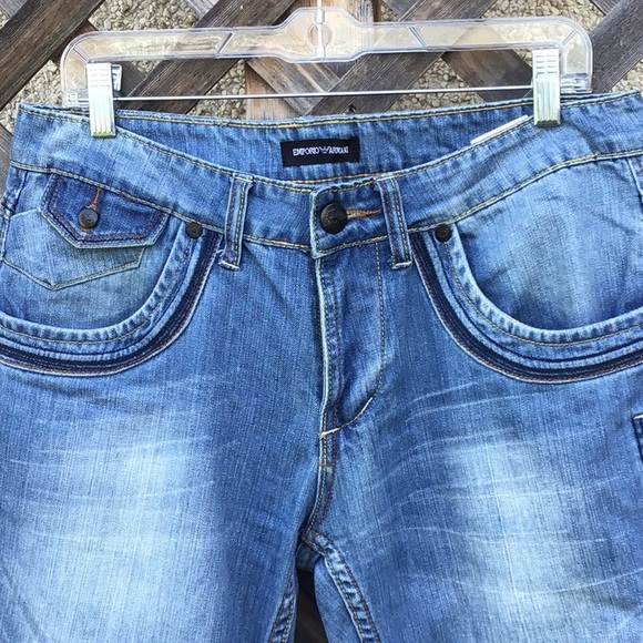 Emporio Armani jeans w/ leather & zip accents - Picture 2 of 16